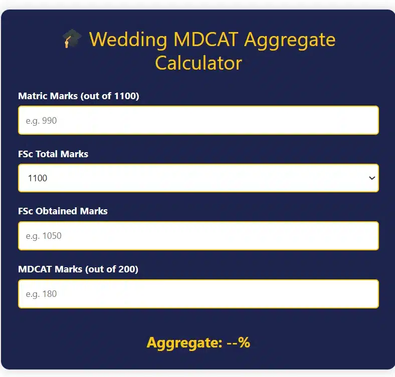 MDCAT Aggregate Calculator