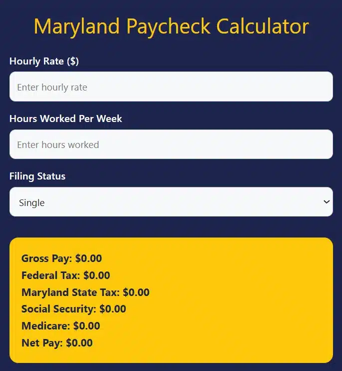 maryland paycheck calculator