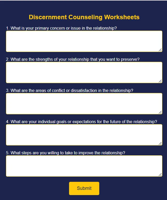 discernment counseling worksheets