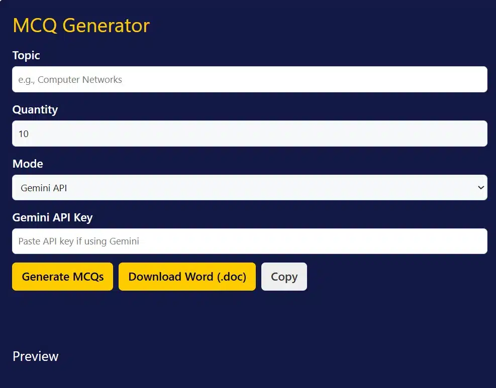 MCQs Generator
