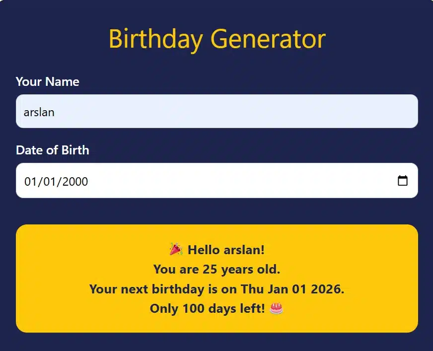 birthday generator