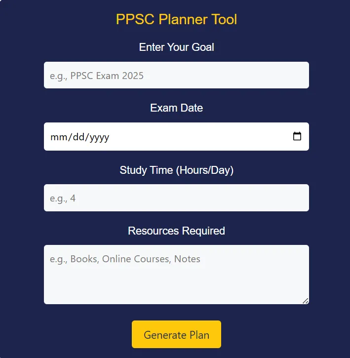 PPSC Planner