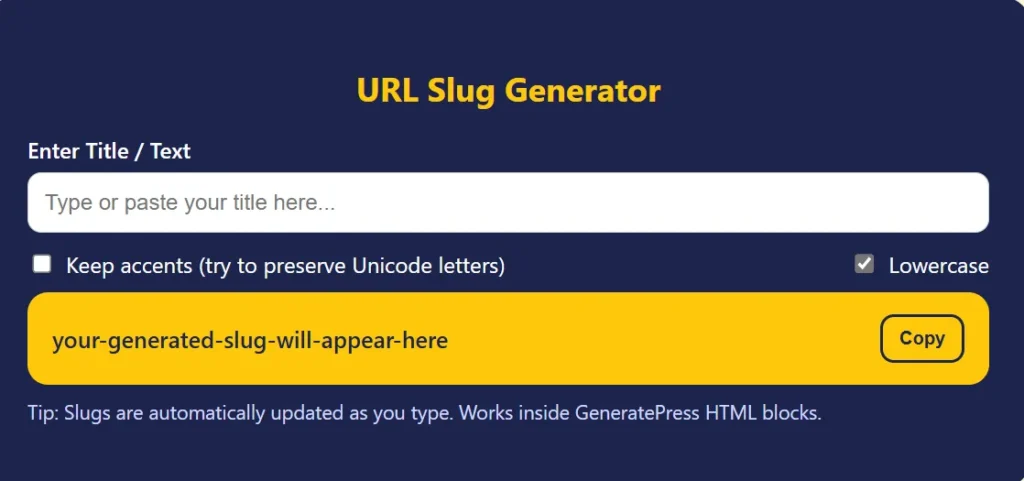 url slug generator